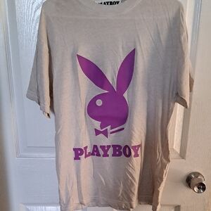 PLAYBOY Kids Tee - Light Gray with Purple Graphic
